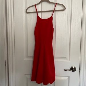 Red lace up skater dress